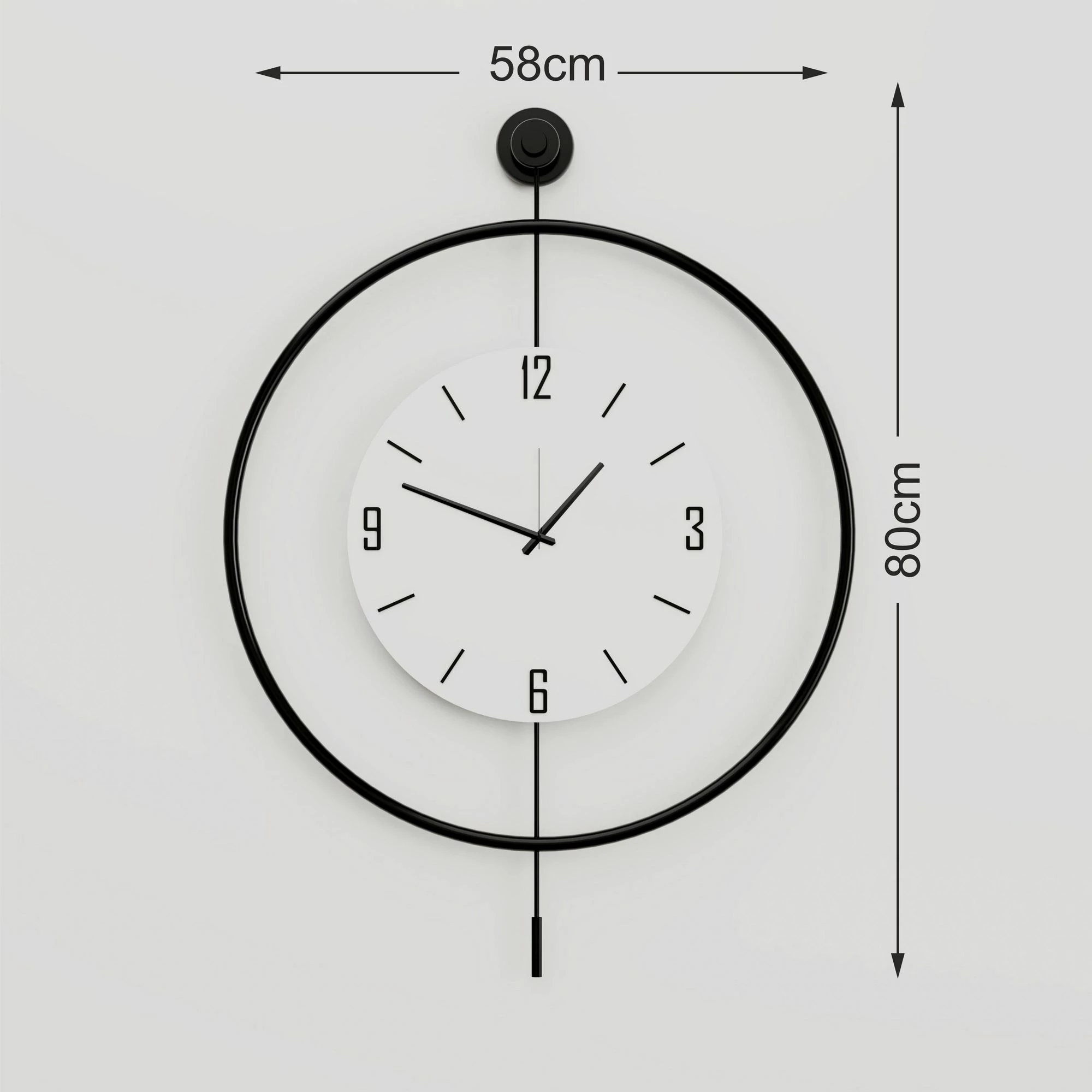 Orë muri dekorative prej metali, e zezë, Wallity Mclock-00112