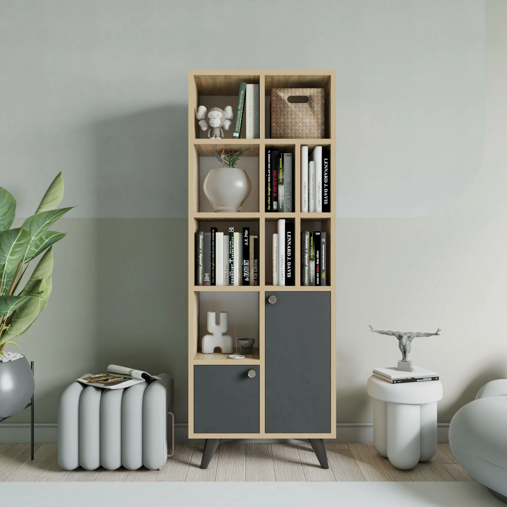 Raft librash Skye Decor, anthracite dhe lis, Lasko