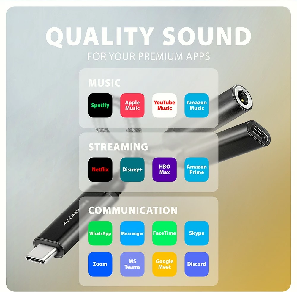 Kartë zanore e jashtme AXAGON ADA-HCPD, USB-C, DAC 32bit, 384kHz, PD 60W, e zezë