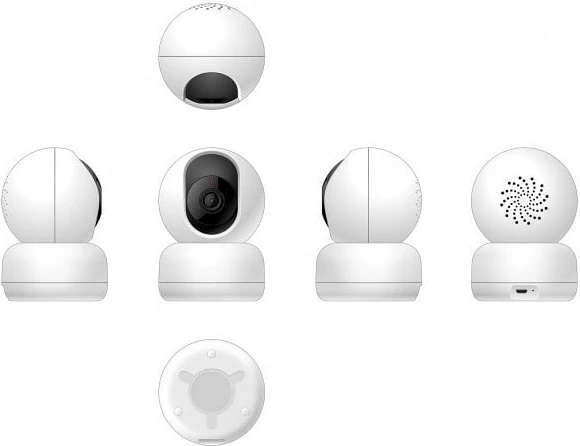 Kamerë sigurie Woox R4040, IP, e brendshme, tavolinë, e zezë, e bardhë, sferike, 360°