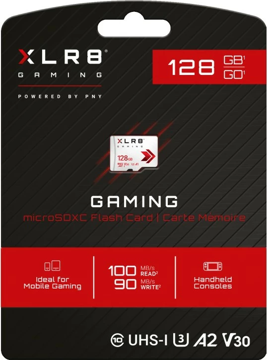 MicroSDXC memorje PNY XLR8 Gaming 128GB, Class 10, UHS-I, e bardhë