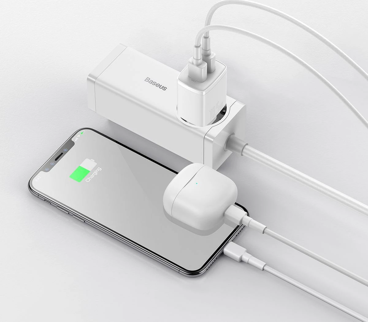 Karikues kompakt Baseus CCXJ010202 2x USB-A 2.1A 10.5W, bardhë
