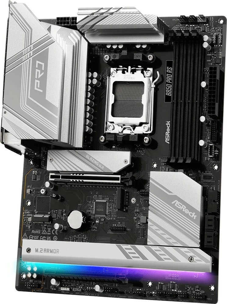 Pllakë amë ASRock B850 PRO RS, Socket AM5, ATX, 4 DDR5, e zezë/argjendtë