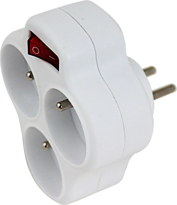 Shpërndarës elektrik Esperanza ELK304W, 3 dalje, me ndërprerës, Bardhë