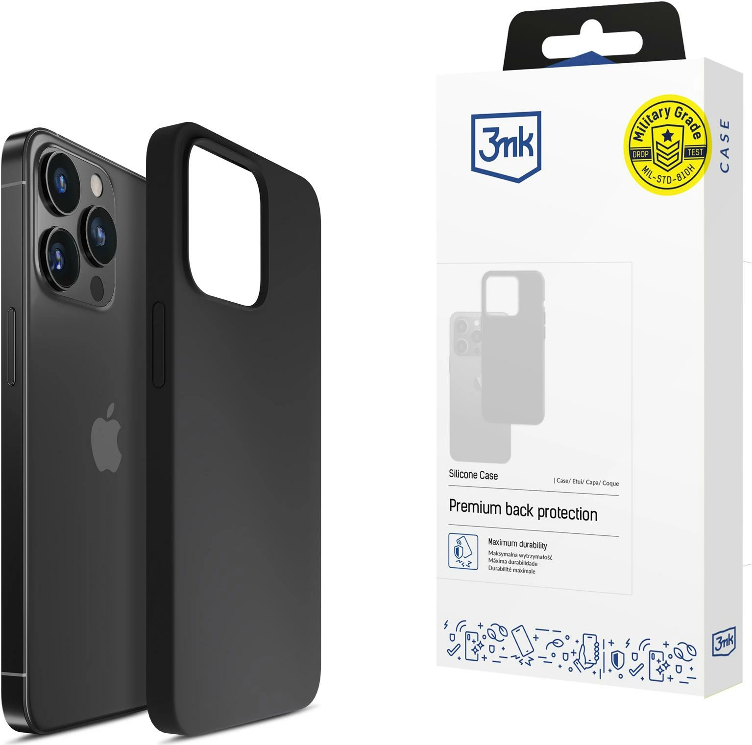 Mbështjellës silikoni 3mk për iPhone 16 Pro Max, i zi