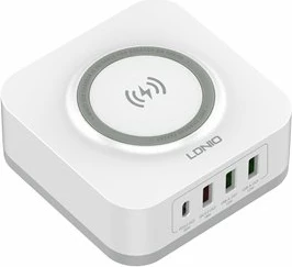 Karikues wireless LDNIO AW004, 32W, 3x USB-A + 1x USB-C, PD/QC, i bardhë