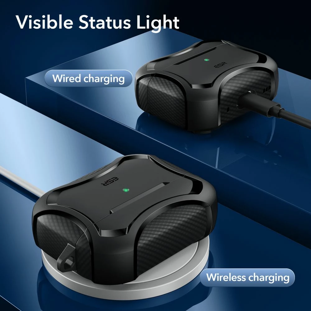 Mbështjellës ESR Cyber Armor Halolock me MagSafe për Apple AirPods Pro 1/2, e zezë