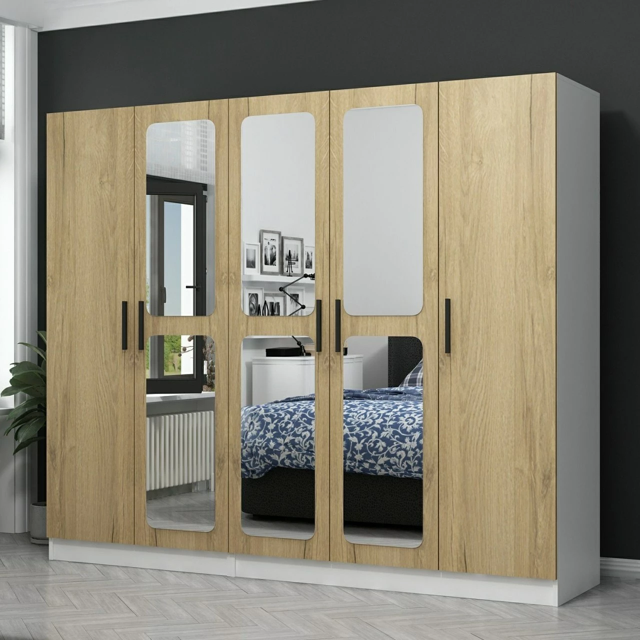 Dollap rrobash, ngjyrë arre, Skye Decor, 225x190x52 cm