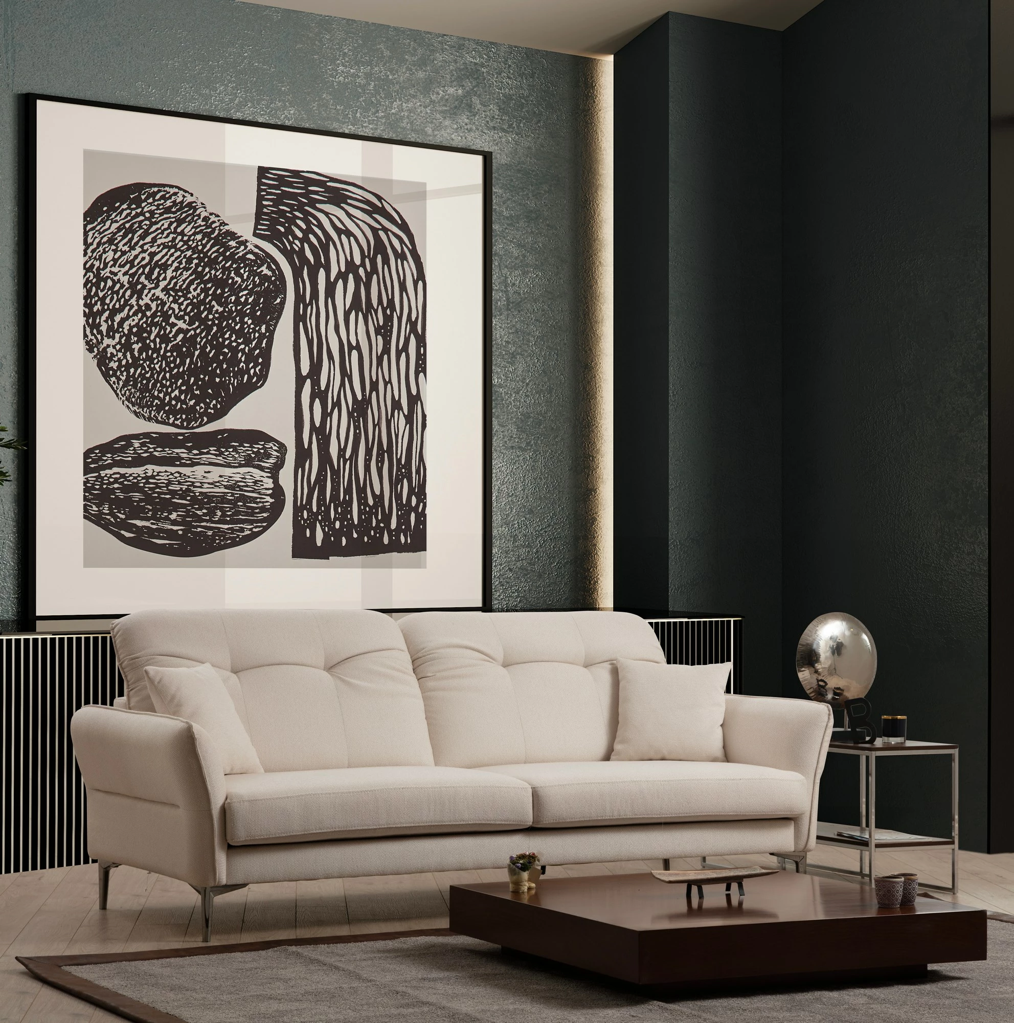 Divan treshe Atelier del Sofa, i bardhë, Costor