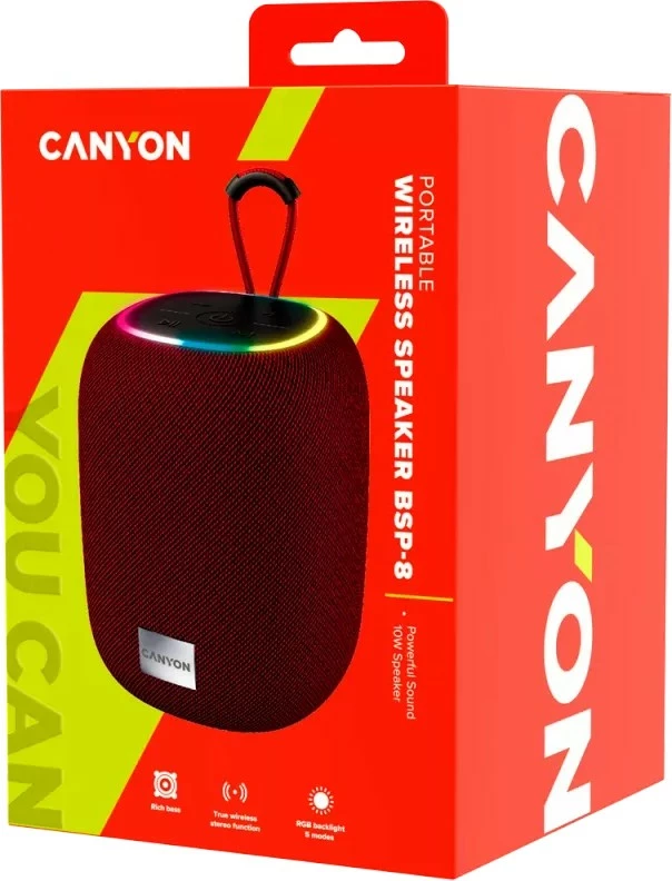 Altoparlant portativ Canyon BSP-8, 10W, Bluetooth, USB Type-C, burgundy