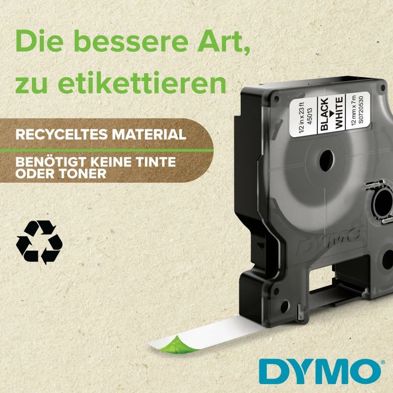 Shirit etiketimi, Dymo, D1 45017 (S0720570), 12 mm x 7 m, i kuq me tekst të zi