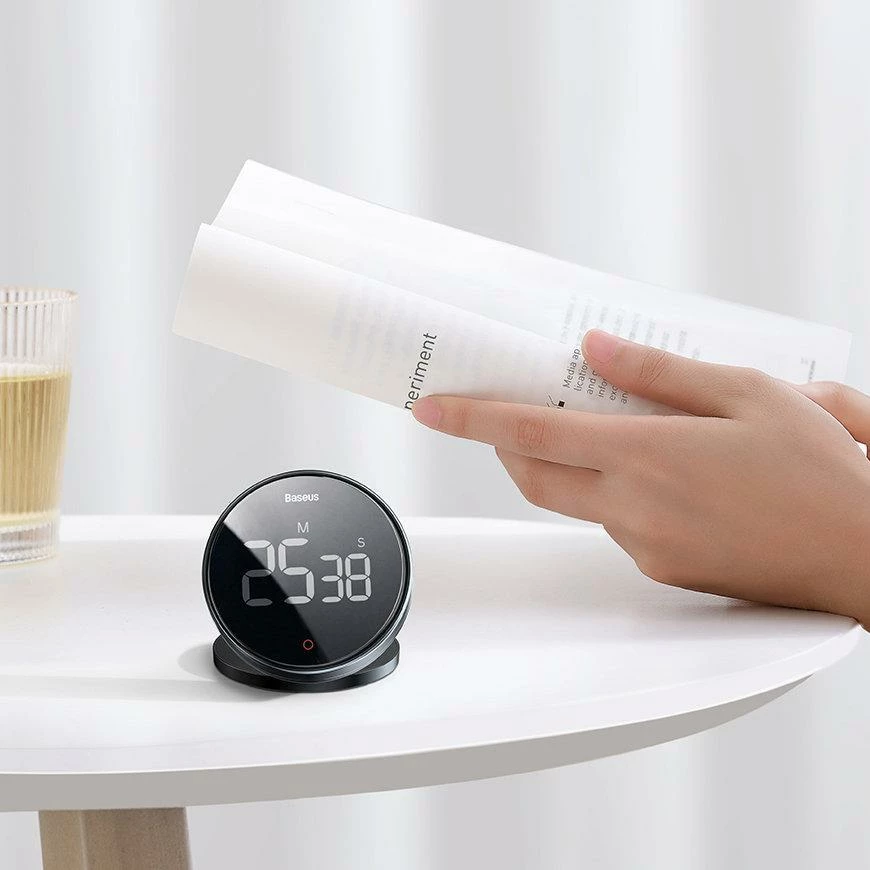 Timer digjital Baseus FMDS000013, ekran LED, magnet, 3 nivele zëri, i zi