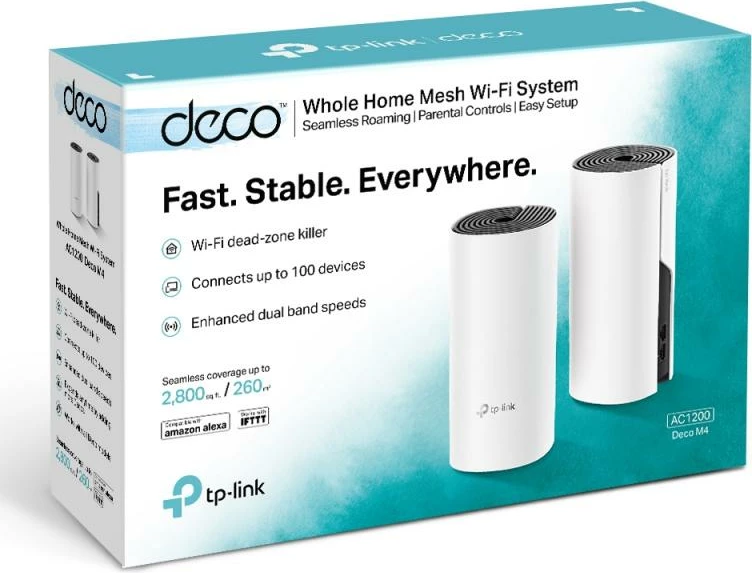 Router/Access Point Mesh Wi‑Fi, TP-Link Deco M4, AC1200 dual-band, 1Gbps, 1-Pack, e bardhë