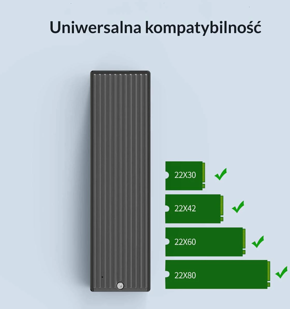 Kasë eksternë për SSD M.2 NVMe Orico M2PV-C3-BK-BP-HW, USB-C 3.2 Gen 2 10Gbps, deri 2TB, me 2 kabllo, e zezë