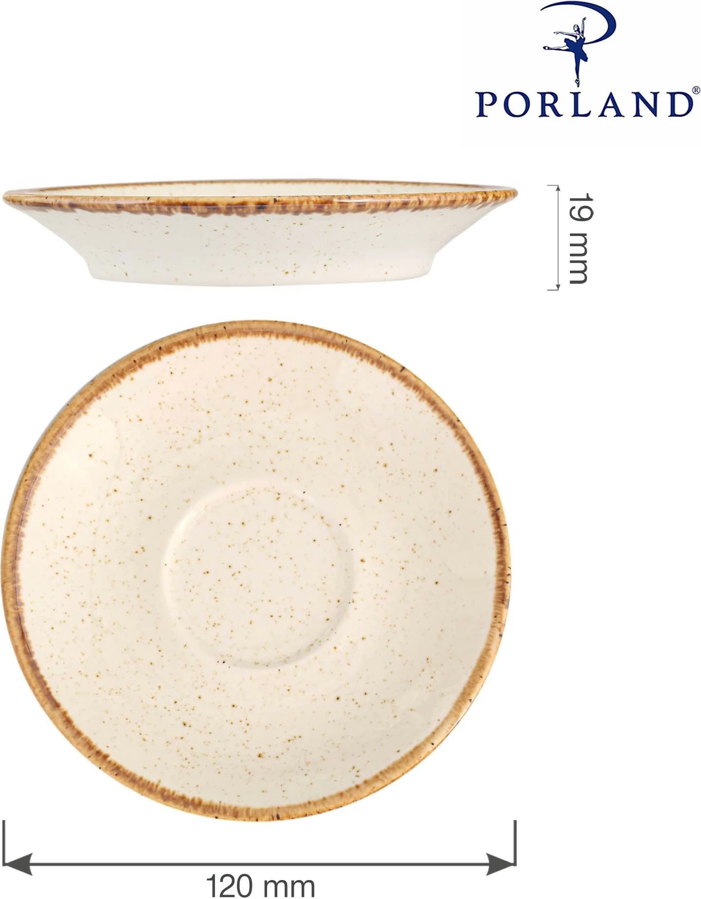 Nënfilxhan porcelani Porland Seasons Sand 120 mm, krem-bezh, set 6 copë