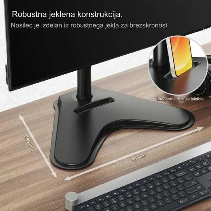 Mbajtës monitori desktop i rregullueshëm VONHAUS 3000241, 13"-32", VESA 75x75/100x100, max 9 kg, i zi