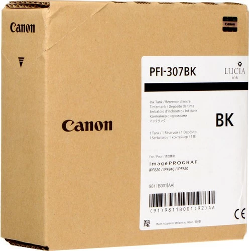 Toner Canon PFI-307BK, 330ml, i zi, për imagePROGRAF