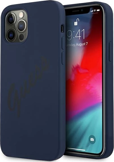 Mbështjellës Guess GUHCP12LLSVSBL për iPhone 12 Pro Max 6.7", silikon, Blu