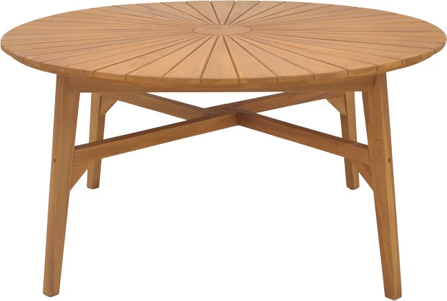 Tavolinë me karrige për terasë Banou-Colen, dru tik natyral, 7 copë, 150x75cm