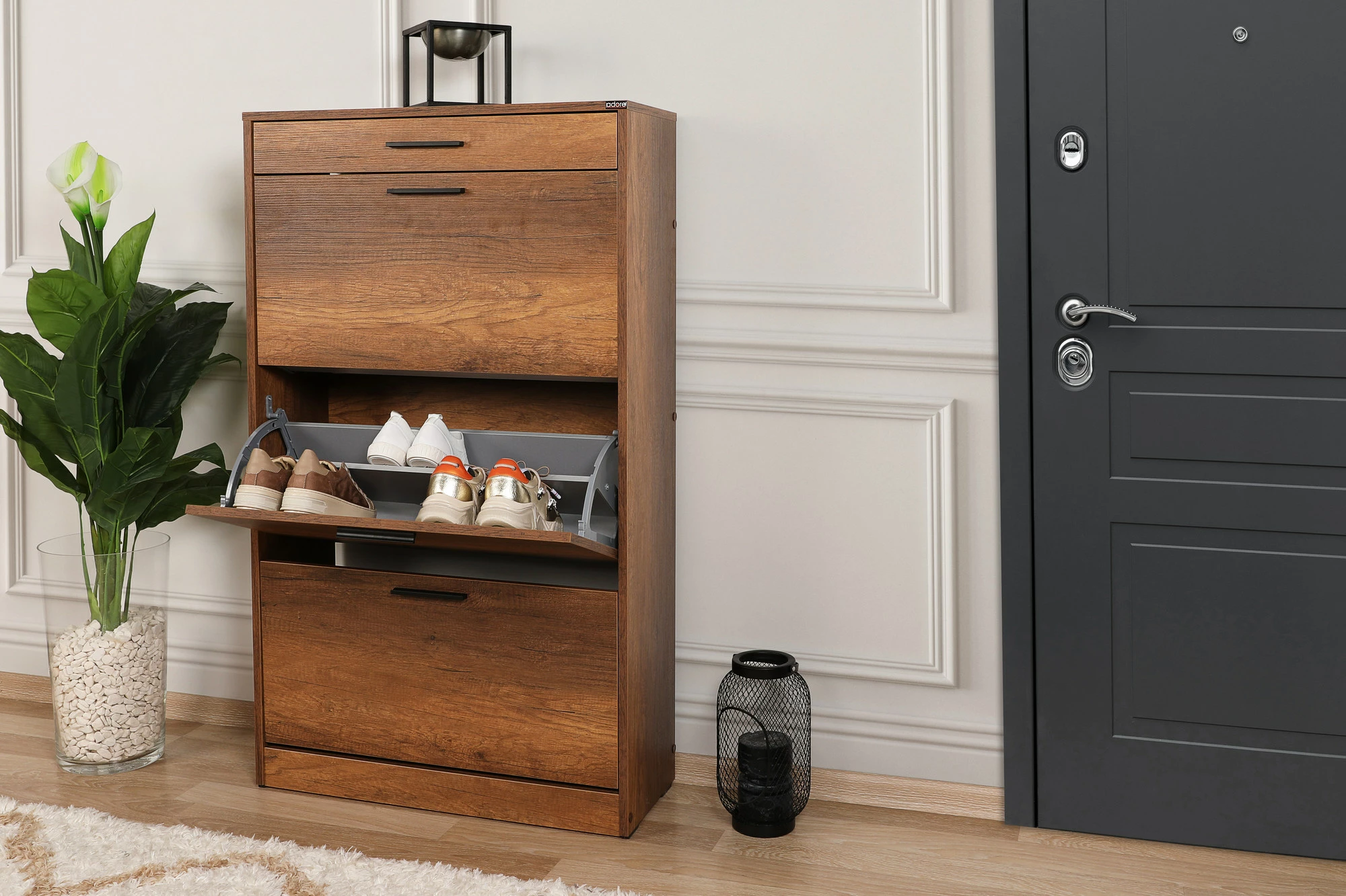 Dollap këpucësh Hanah Home, Oslo Walnut, Shc-431-Oo-1
