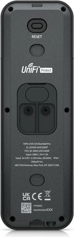 Zile dere Ubiquiti G4 Doorbell Pro, e zezë, IPX4, alumin, polikarbonat (PC), IR, montim në mur, 2-drejtim