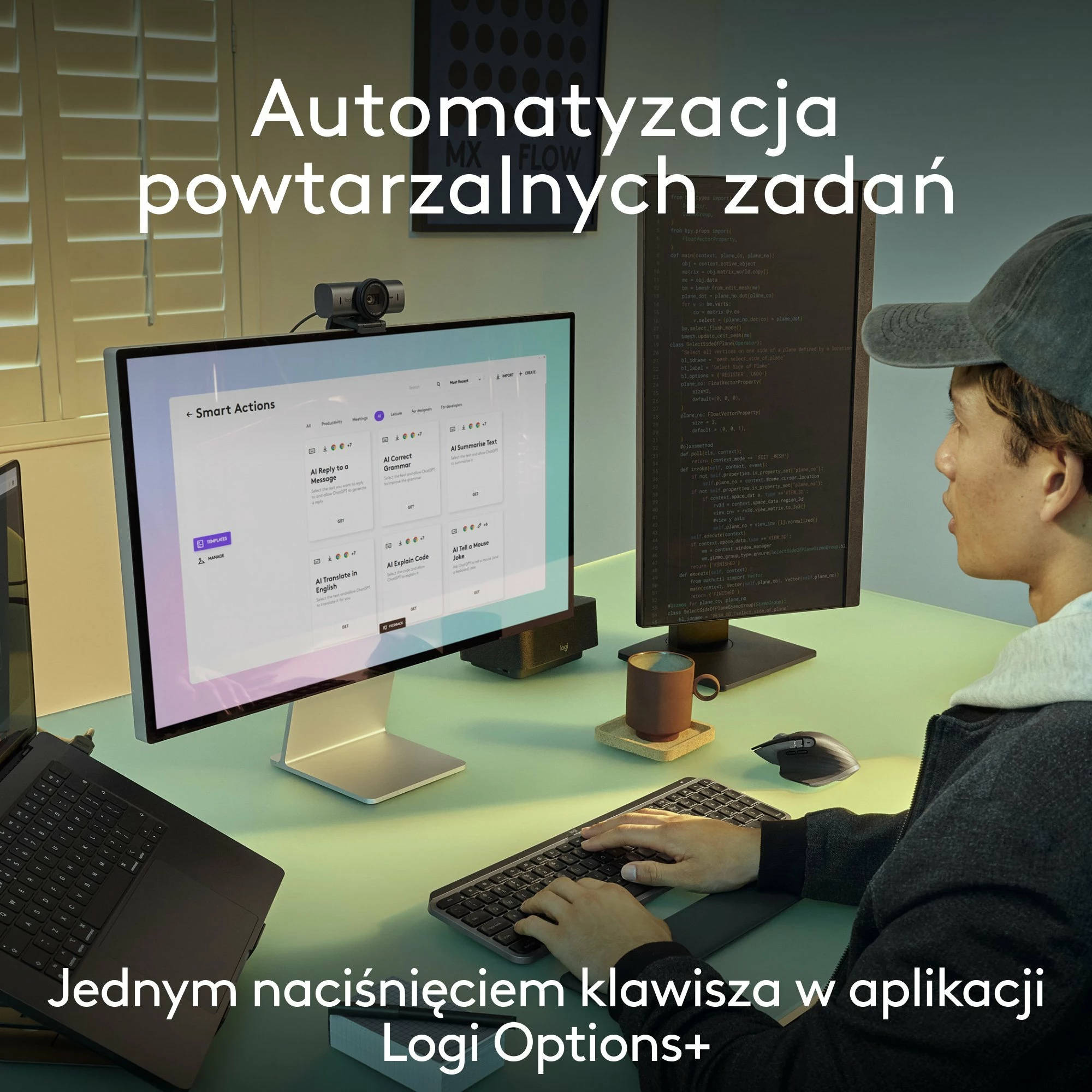 Set tastierë + Maus Logitech MX Keys S Combo for Mac 920-012845, Bluetooth, US INTL, me numpad, i zi, me palm rest