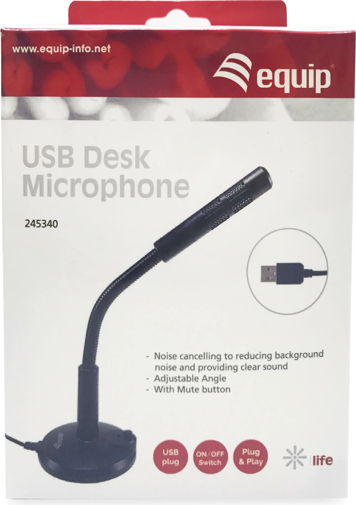 Mikrofon tavoline Equip 245340, USB, me tripod, i zi