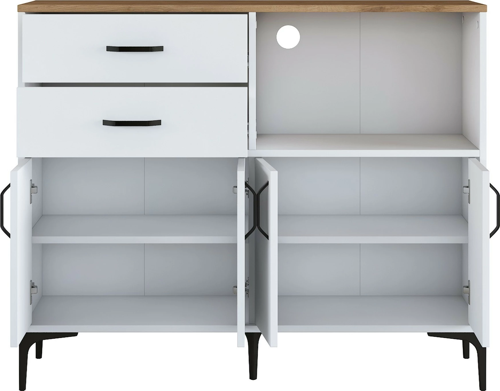 Dollap multifunksional Hanah Home, JE166 - 3283, ngjyrë e bardhë dhe arre