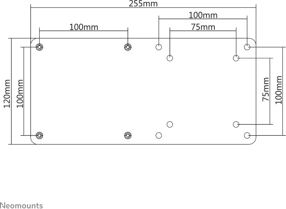 Mbajtës mini PC Neomounts THINCLIENT-01, universal, për monitor, 3 kg, VESA 75x75/100x100, zi