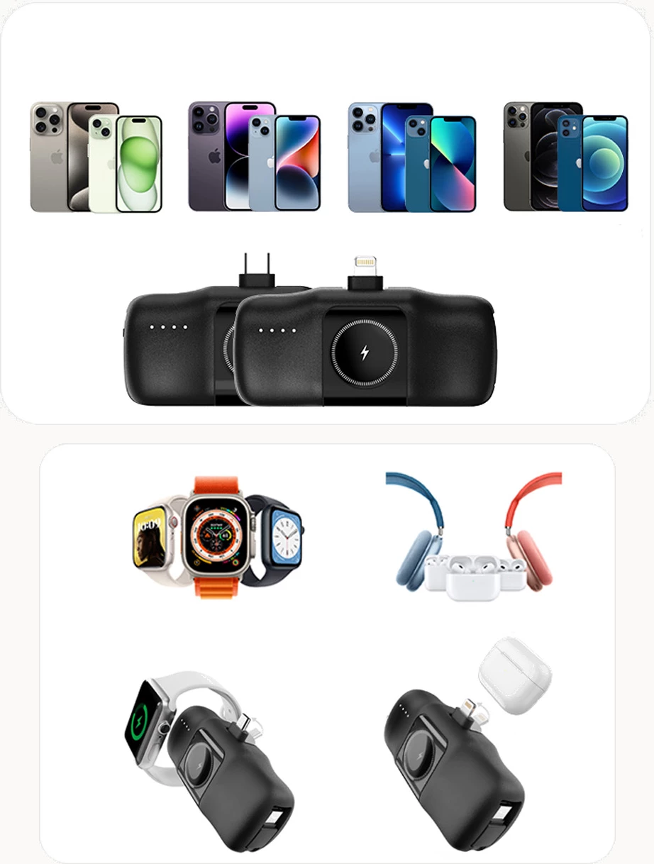 Powerbank Wozinsky WF16-YLS, 5000mAh, 15W, me kabllo USB-C të integruar dhe karikues për Apple Watch, e zezë