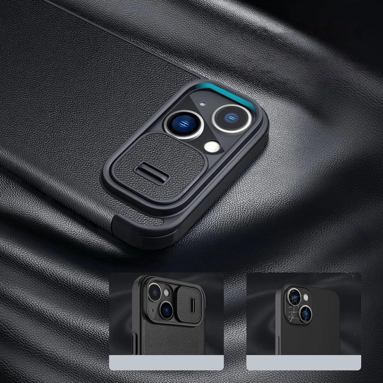 Mbështjellës Nillkin Qin Leather Pro Case për iPhone 14 Plus, me kapak dhe mbrojtje kamere, i zi