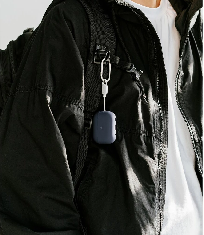 Mbështjellës Ringke për AirPods Pro/Pro 2, Silikon, Blu e errët, me karabinë