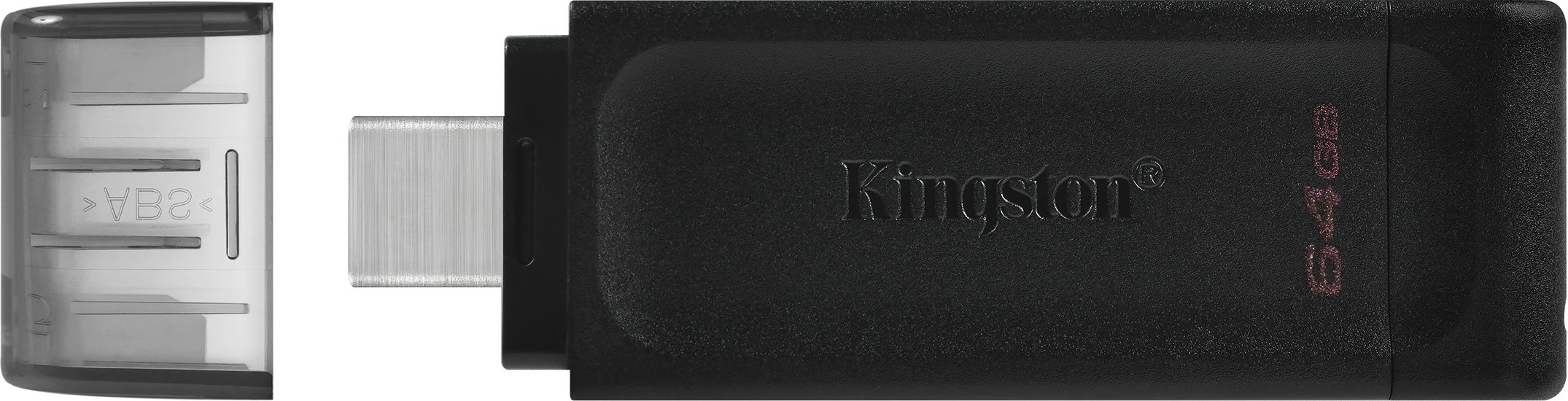 USB Kingston DataTraveler 70 64GB, USB-C, 3.2 Gen 1, e zezë