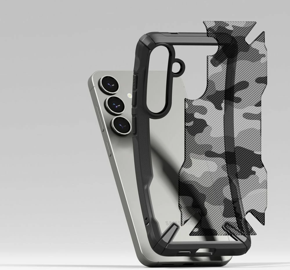 Mbështjellës Ringke Fusion X për Samsung Galaxy S25+, Black Camo