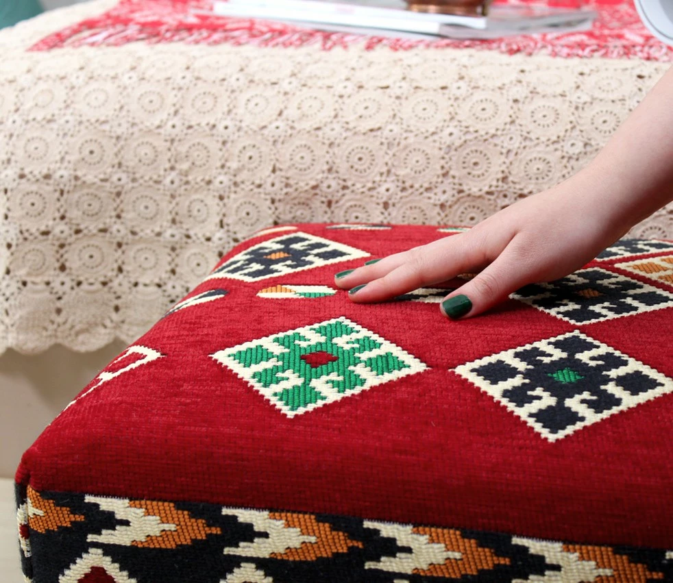 Pouf oriental rustic, shumëngjyrësh, Vezir v3, 91x42x46 cm