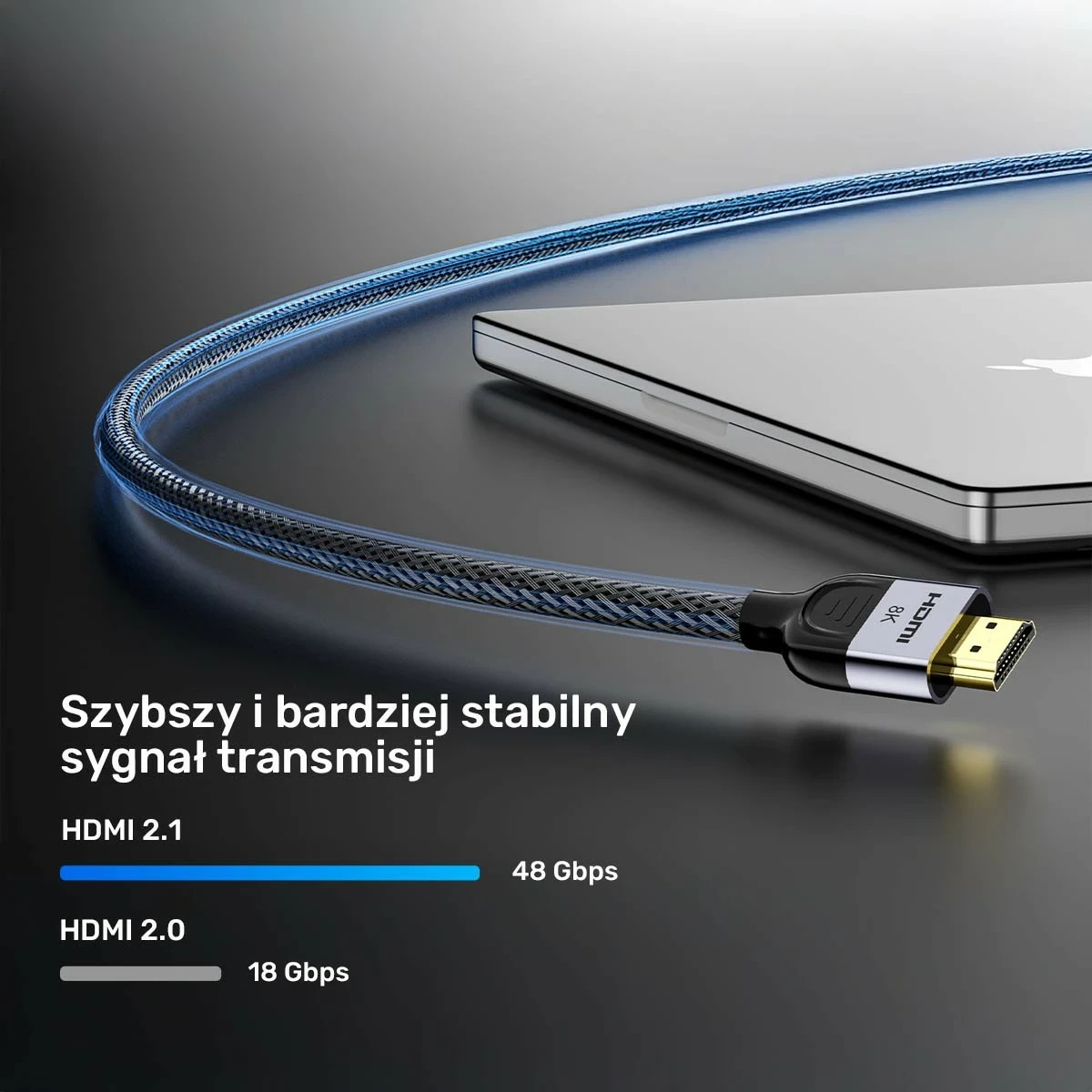 Kabllo HDMI Unitek HDMI 2.1 LUX 1.5m, 8K, zezë-gri