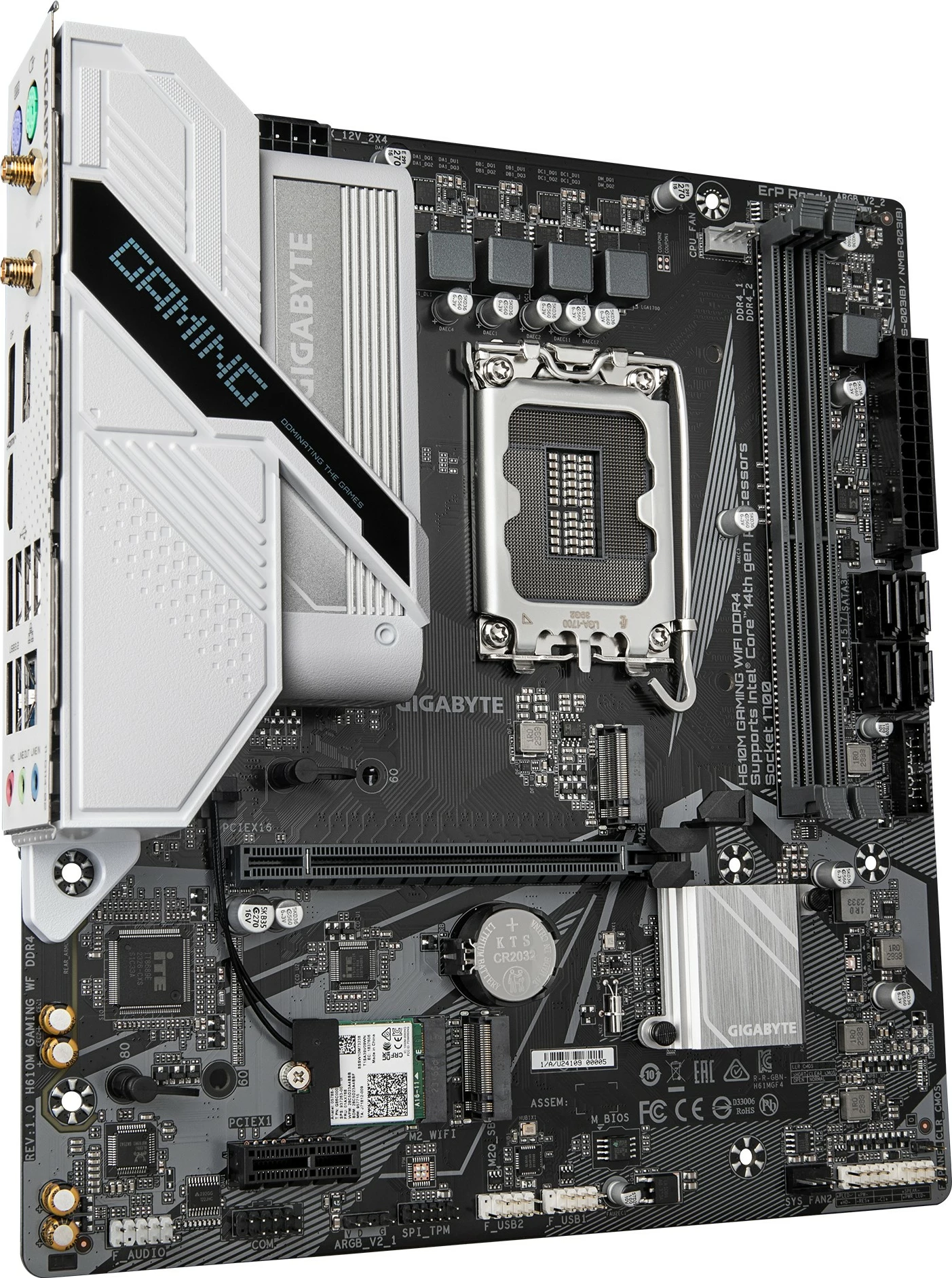Pllakë amë Gigabyte GA-H610M GAMING WF DDR4, Socket 1700, WiFi, DDR4, e zezë/bardhë