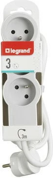 Zgjatues Legrand 049470, 3x2P+Z, 1.5m, Bardhë/Gri