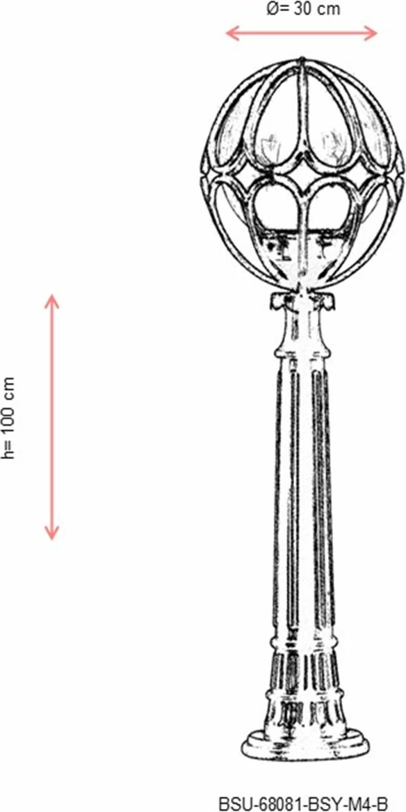 Llambë dyshemeje për jashtë, Opviq, BSU-68081-BSY-M4-B, e zezë