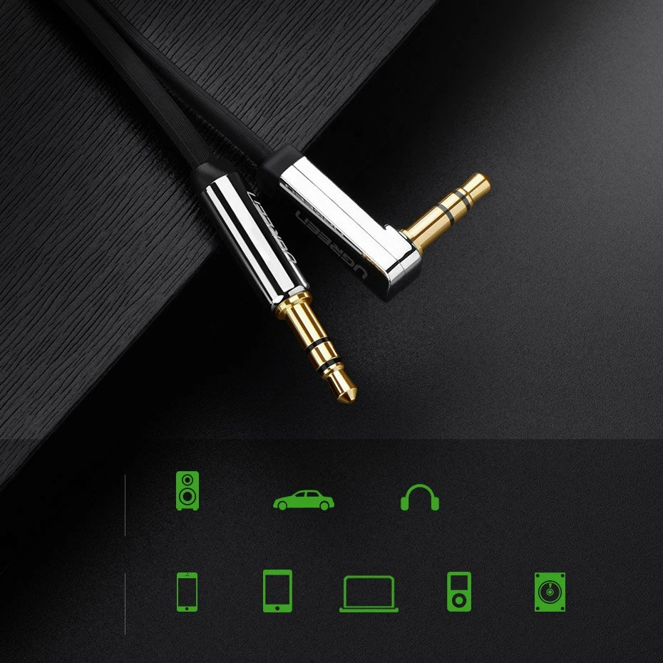 Kabllo audio AUX Ugreen 10599, 3.5 mm mini jack, 2m, Argjendtë