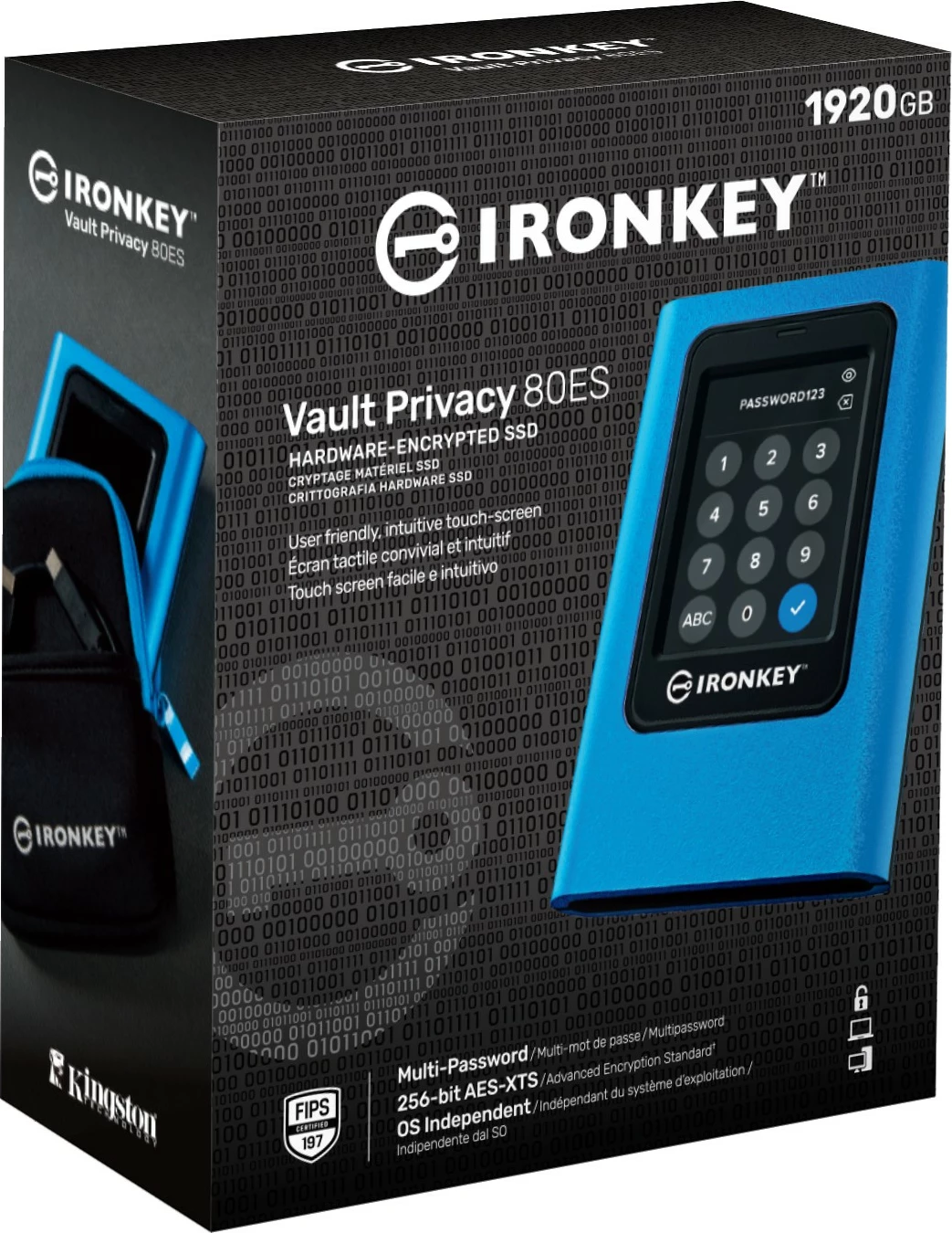 SSD i jashtëm Kingston IronKey Vault Privacy 80, 1.92 TB, USB Type-C, Blu