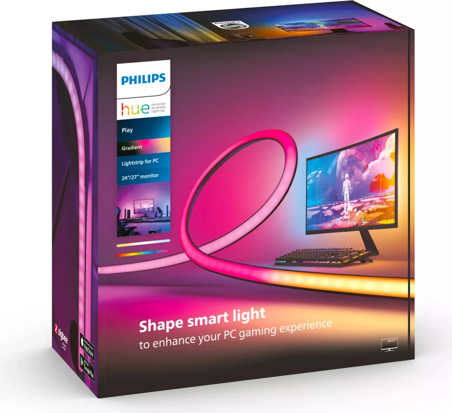 Dritë LED Philips Play Gradient për PC, Smart, Bluetooth, e bardhë, silikoni