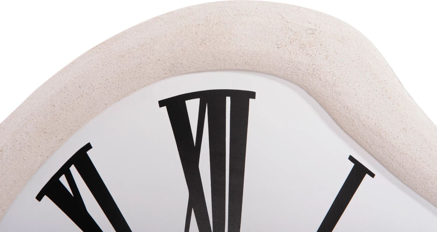 Orë muri SANTORINI FH4515 MDF ngjyrë e bardhë e zbehtë, tregues të zinj & numra latinë, 58x2,5x61Hcm.