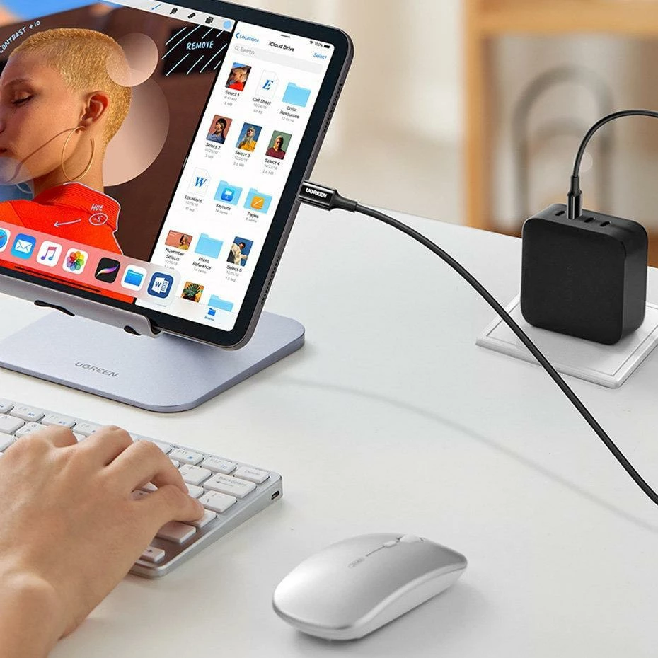 Kabllo USB-C në USB-C Ugreen US300 1 m 5A/100W PD/QC, e bardhë
