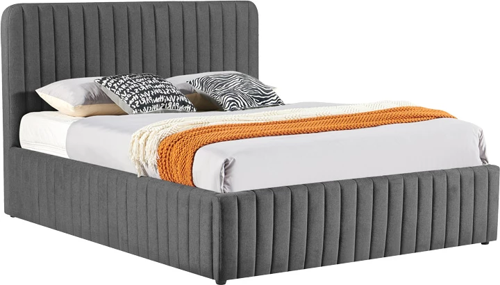 Krevat dopio Zilin, material stof, ngjyrë gri e errët, me hapësirë për depo, 160x200cm