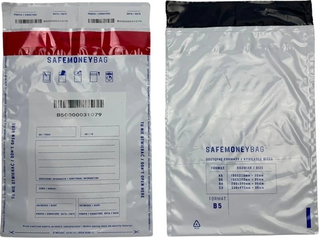 Zarf sigurie BESTPAK SAFEMONEYBAG, 260x370+35 mm B4, 100 copë, Transparent