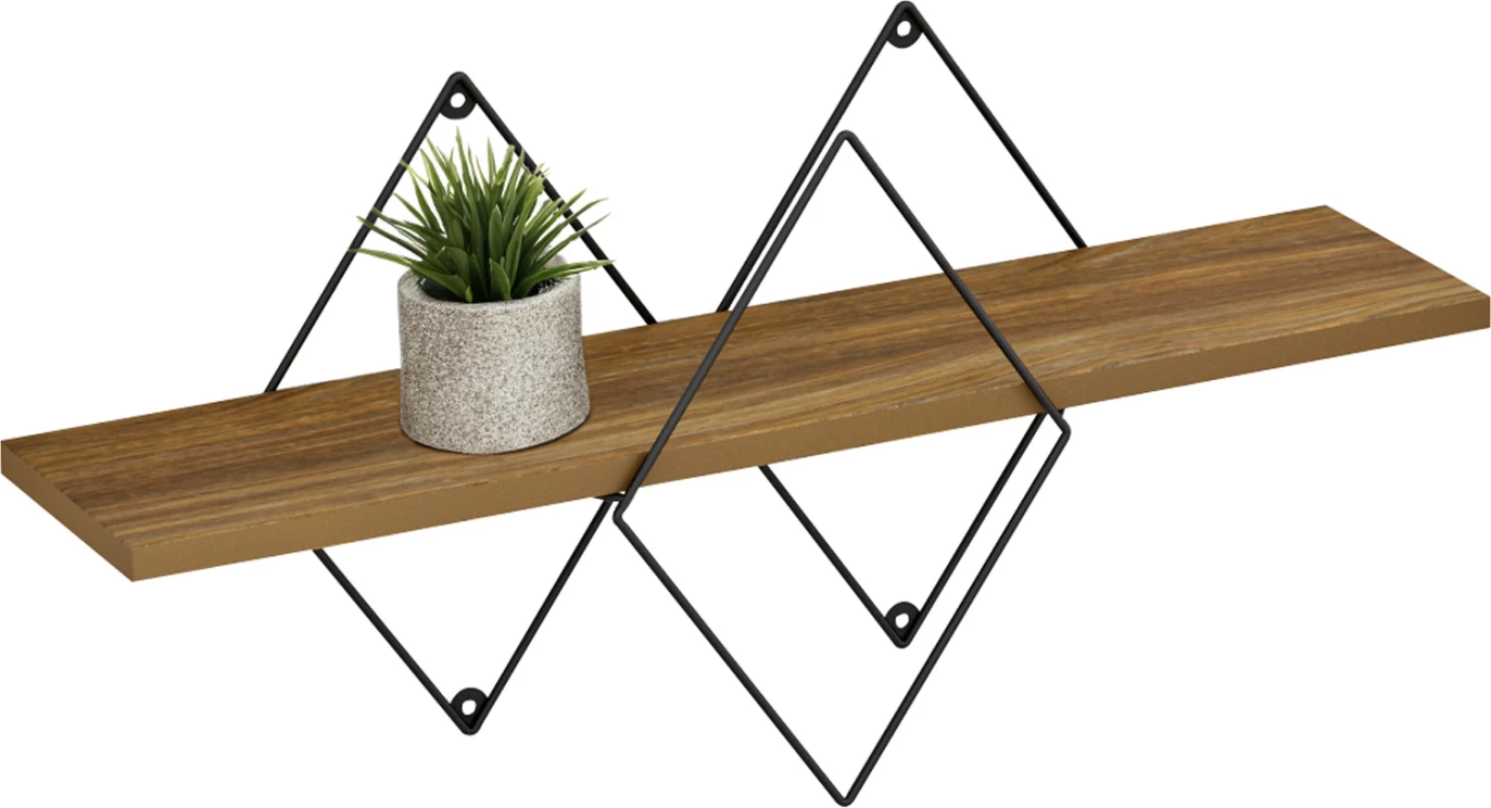 Raft muri CHANTRIA FH8934.11 melaminë ngjyrë lisi-metal ngjyrë e zezë 60x14x36Hcm