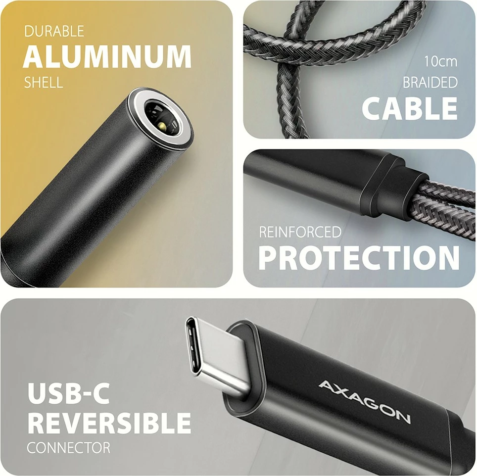 Kartë zanore e jashtme AXAGON ADA-HCPD, USB-C, DAC 32bit, 384kHz, PD 60W, e zezë