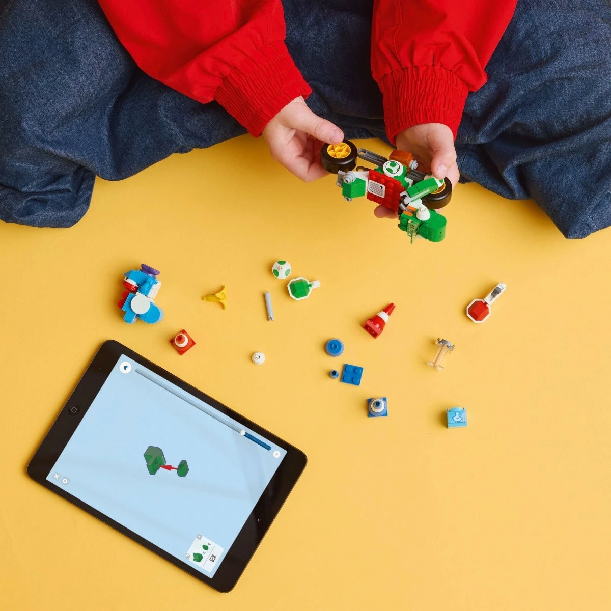 Set ndërtimi LEGO Super Mario Mario Kart Yoshi Bike 72031, 133 pjesë, me Light-Blue Yoshi