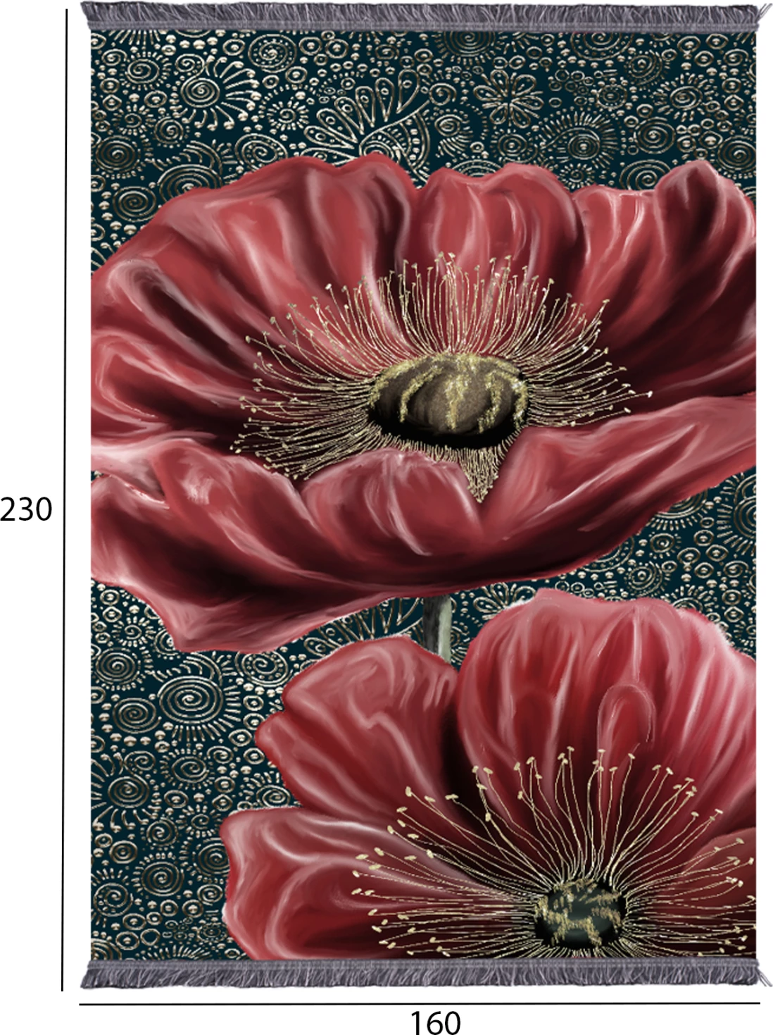 Tapet për dhomë ndeje me franja, JOSIANE, FH7675.41, 160x230